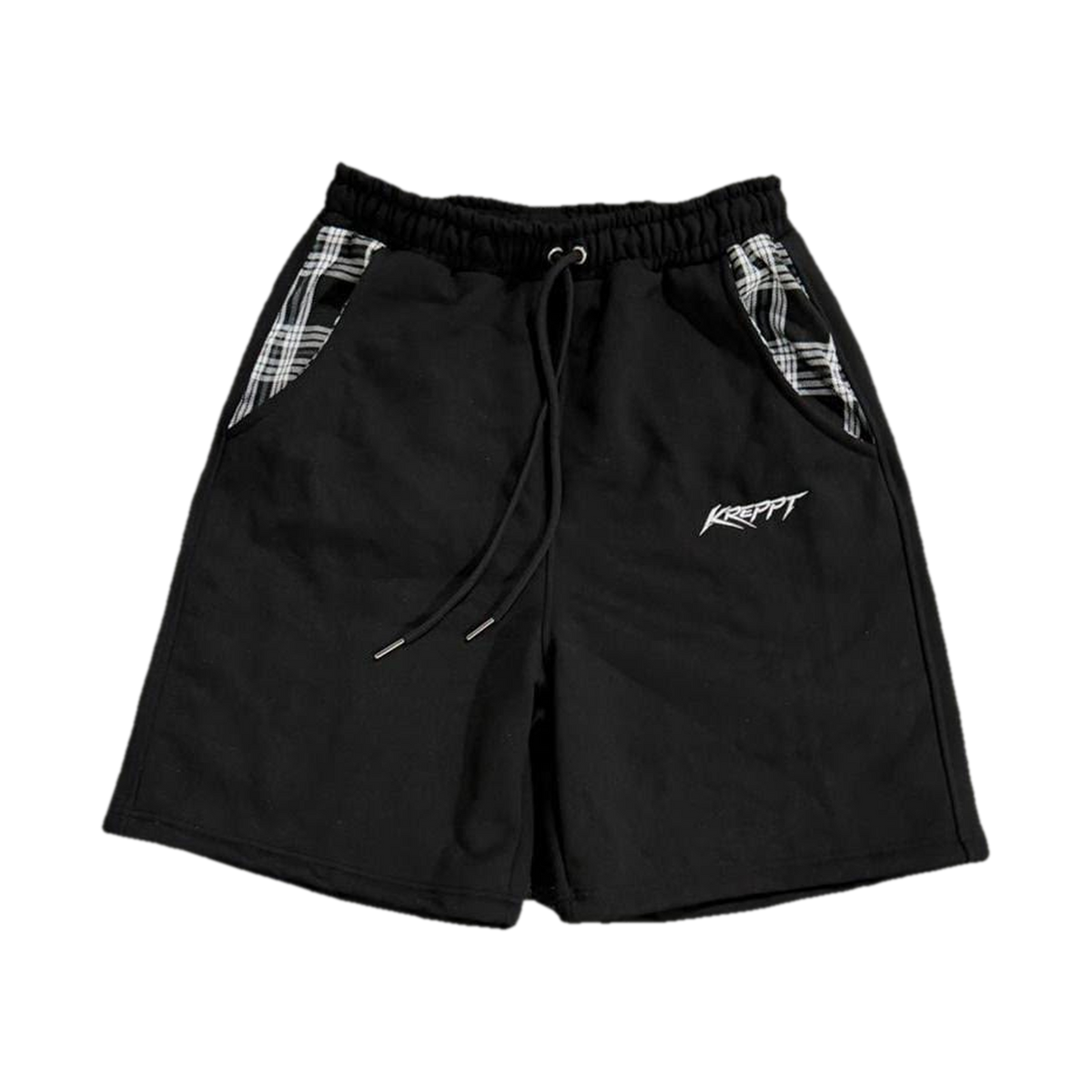 KREPPT Heavy Cotton Shorts — Black / Black & White Tartan